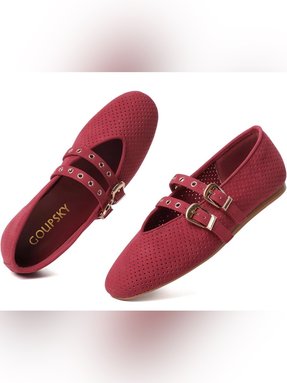 New Mary Jane Mesh Ballet Flats with Adjustable Double Buckle Slip On Shoes